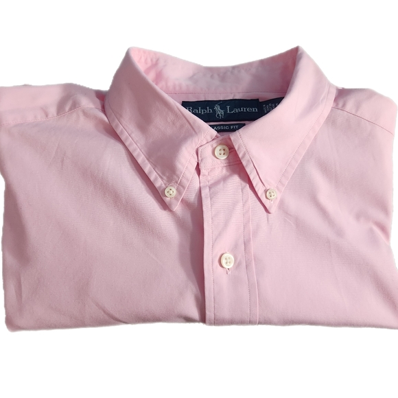 Ralph Lauren Classic Fit Long Sleeve Button Down Shirt Pink Spring Men's Large - Picture 3 of 7